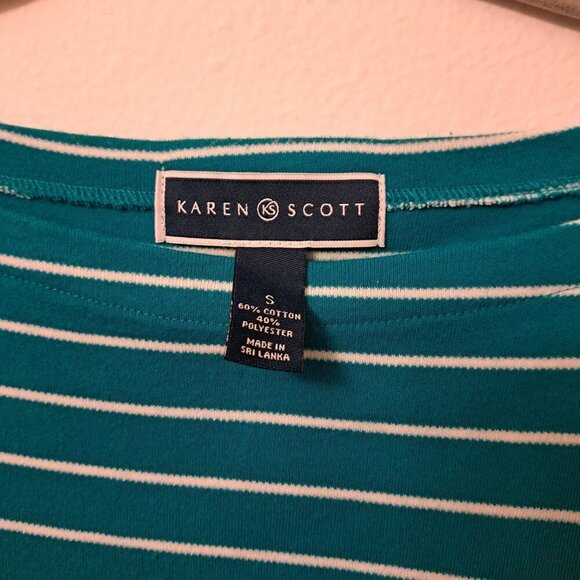 Karen Scott Striped Boat-Neck Top Size Small - Picture 2 of 2